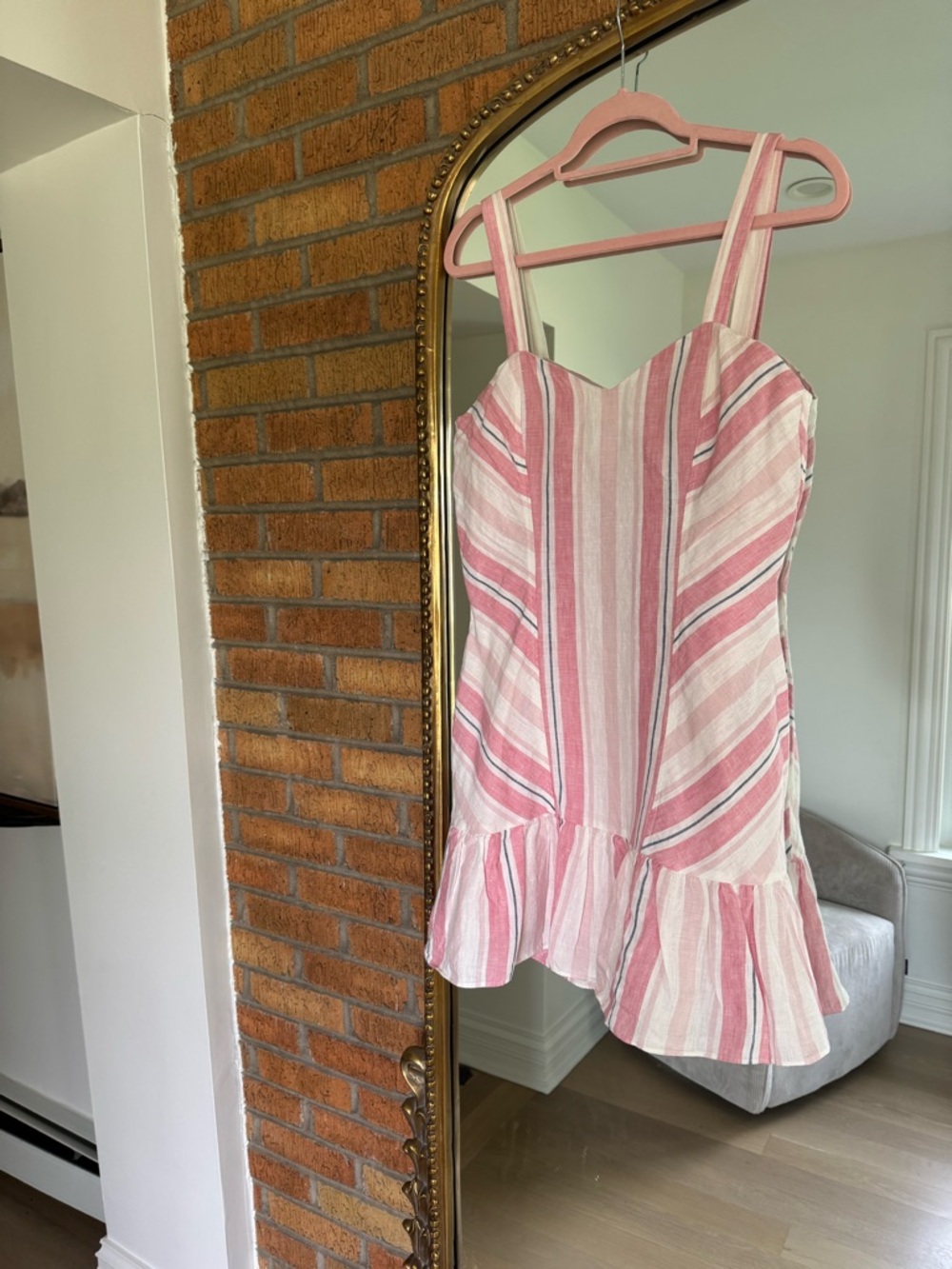 Parker Pink and White Striped Mini Dress